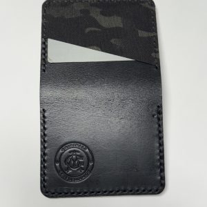 The Outpost handmade leather wallet with MultiCam Black CORDURA X50 X-Pac card pocket